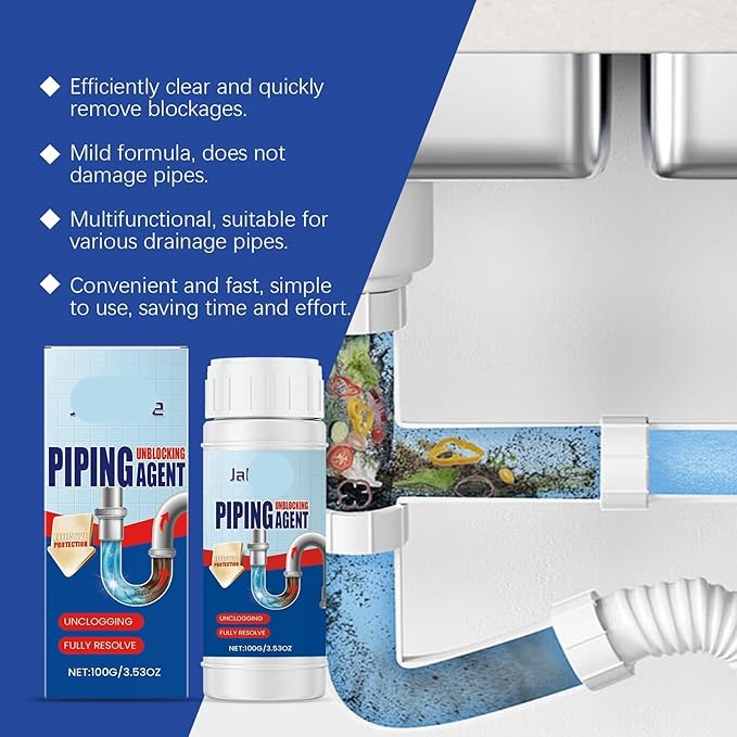 Quick-Fix Drain Cleaner - Unclog Kitchen Sinks Bathroom Drains &amp Toilets | Safe for All Pipe Types | 5-Minute Solution for Blockages(1PCS)