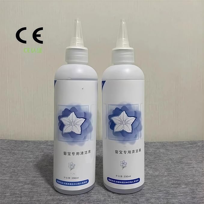 1-5 Bottles Of 230ml Window Cleaner Compatible With ECOVACS. W1S W1 PRO W2 PRO Light Blue Wind Chime Fragrance Window Cleaning Robot Special Cleaning Liquid(230ML 2pc)