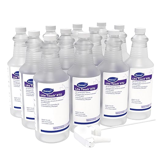 Diversey 03970. Lite Touch CRT &amp Plexiglas Cleaner Dissipates Static Charge &amp Repels Dust on Glass Screens &amp Displays Ready-to-Use Spray 32-Ounce (Pack of 12)
