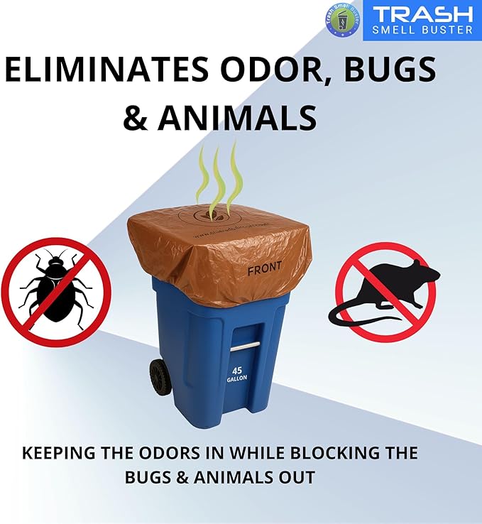 Trash Can Smell Eliminator Cover Odor Eliminating Bag Lemon Scented Durable Chemical Free 45 Gallon 3 Pack