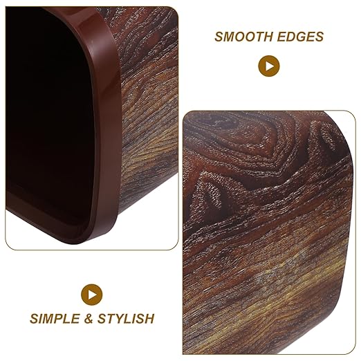 Indoor Wastebasket Imitation Wood Grain Finish Trash Can for Home Office Bathroom and Kitchen Efficient Square Garbage Bin for Compact Spaces