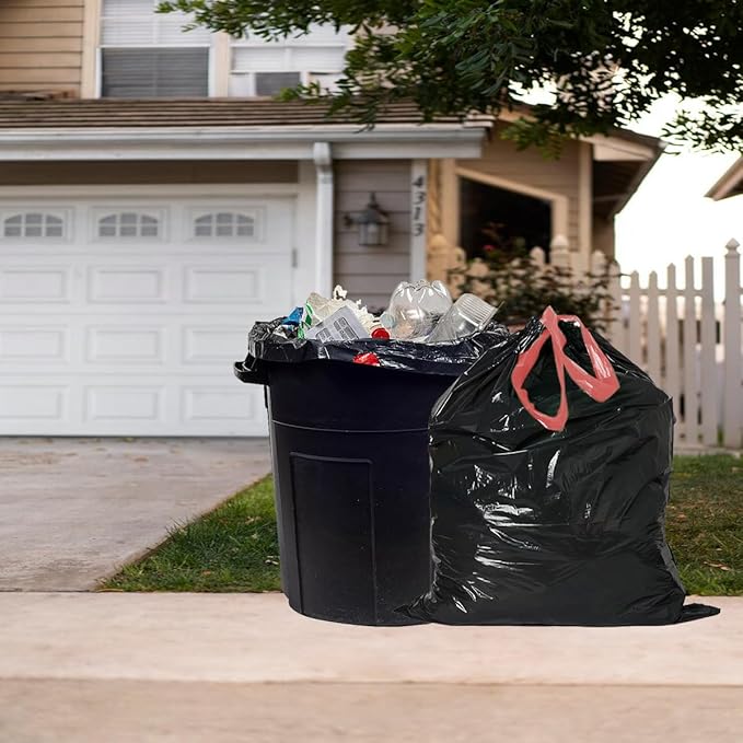 30 Gallon Trash Bags Drawstring 150 Count Bulk Black | Unscented | Heavy Duty Multi-purpose Garbage Bags Can Liners for Business Home Kitchen Commercial and Industrial