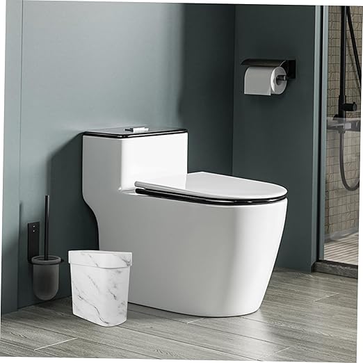 OUNONA Marble Trash Can Bathroom Decorative Waste Basket Small Trash Can for Bathroom