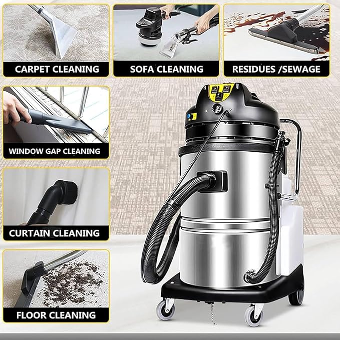 Portable 3 In 1 Stainless Steel Deep Cleaning Ex-tractorCarpet/Sofas Cleaner Machinefor Household/Commercial Carpets Sofas and Curtains30L