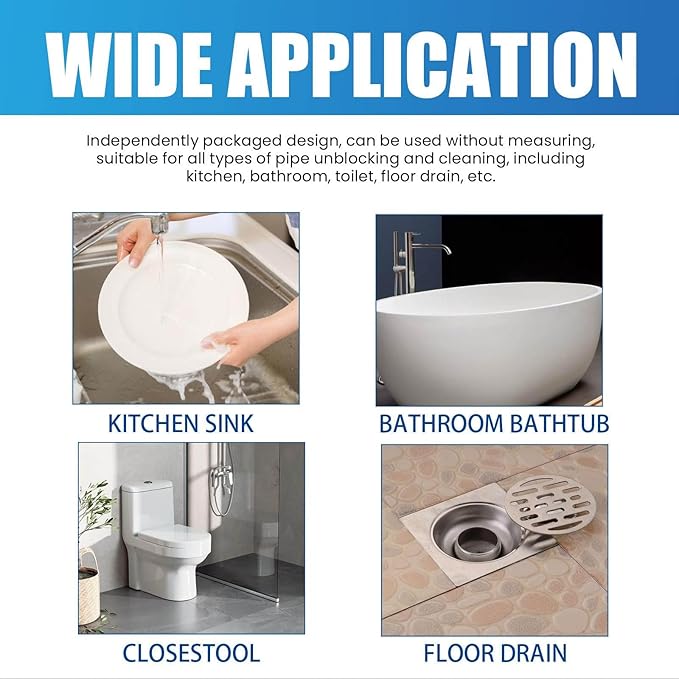Pipeline Dredging Agent Drain Clog Remover Powerful Pipe Dredging Agent Powder Sink and Drain Pipe Unclogging Agent For Kitchen Toilet (2)
