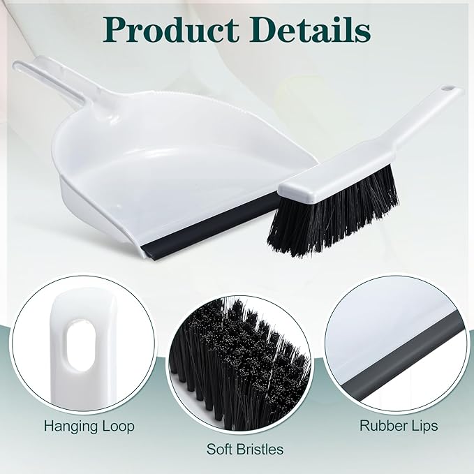 Zubebe 18 Pcs Mini Dustpan and Brush Set Small Broom and Dustpan Set Small Cleaning Brush Portable Hand Broom Set for Home Office Kitchen Table Desktop Floor Cleaning Supplies