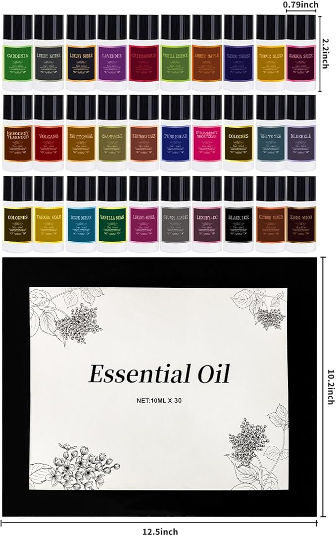 Car Air Freshener Refill Cologne Aromatherapy Oil 30 PCS Essential Oils Mixed Fragrance Set for Car Diffusers (No Diffuser Included)
