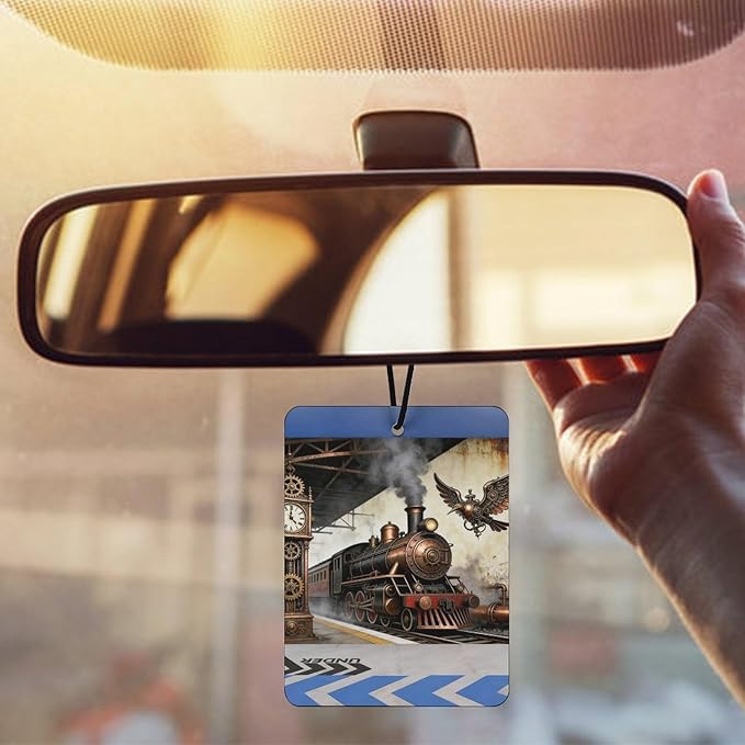 5PCS Car Air Freshener Hanging Personalized Double Sided Steampunk Express Car Fresheners Long Lasting New Cars Scents Cute Automotive Freshies for Closets Drawers (tea)