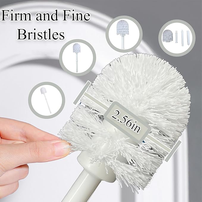 2026 Ceramic Dog Toilet Brush Holder Set French Bulldog Design with 2PCS Durable Plastic Brush Modern Bathroom Accessories (White)