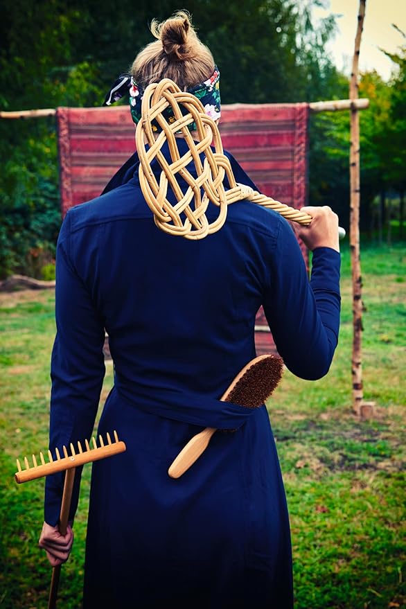 Redecker Rattan Reed Rug Beater – 29-1/2 inches Wooden Carpet &amp Rug Beater Paddle for Deep Dust Removal Eco-Friendly Handheld Rug Cleaner