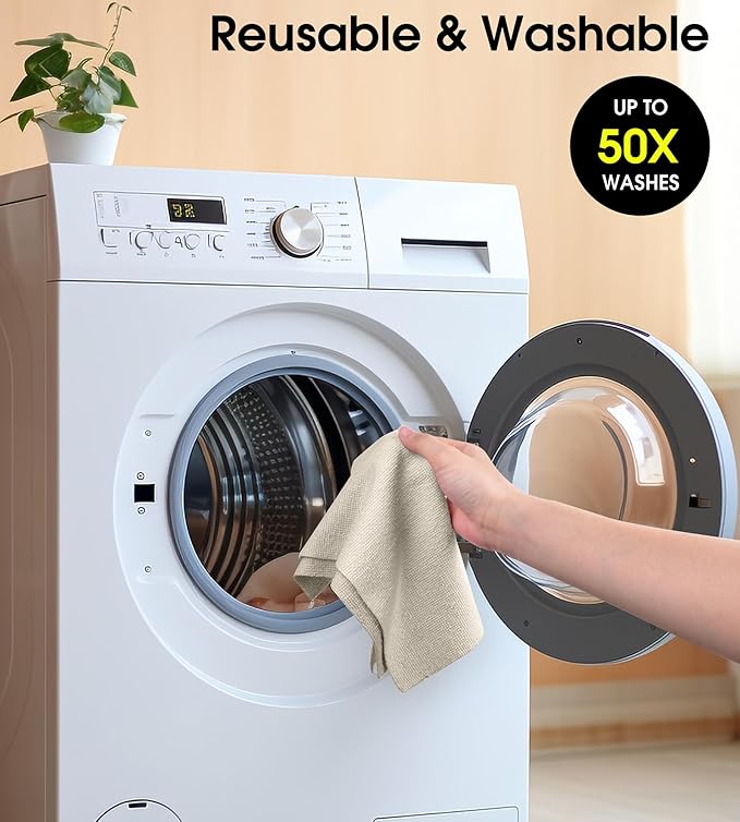 KitchLife Microfiber Cleaning Cloth Roll 100 Pack - Tear-Away Microfiber Paper Towels Lint-Free Reusable Washable for Kitchen Car Dishes and Sensitive Surfaces (Sand Beige)