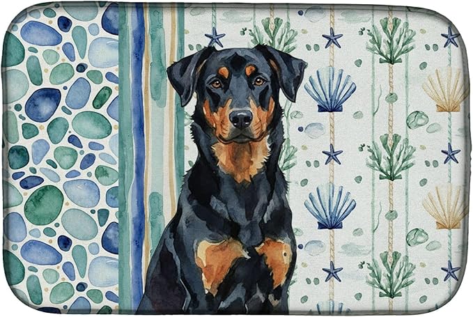 Caroline's Treasures Beauceron Coastal Sea Glass Dish Drying Mat Absorbent Dish Drying Mat Pad for Kitchen Counter Dish Drainer Mat for Countertop 14 x 21 Multicolor