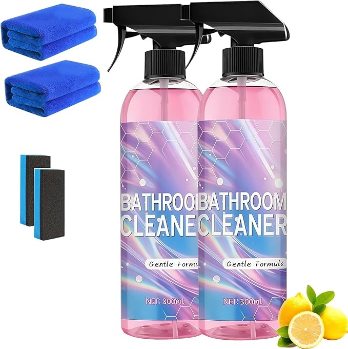 Heavy Duty Bathroom Scrubbing Solution Bathroom Descaler Foam Cleaner Powerful Pink Bathroo𝐦 Cleaner Spray All-Purpose Bathrooms Descaler Foam Spray For FloorShowersGlass Surfaces (2pcs)