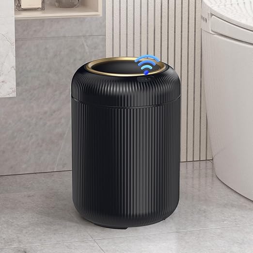 Motion Sensor Bathroom Trash Can with Lid 3 Gallon / 11L Automatic Bathroom Garbage Can Smart Black Garbage Can Touchless Trash Bin Small Waste Basket for Bedroom Kitchen ApartmentOffice