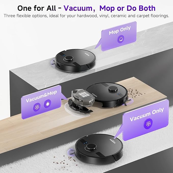 MONSGA Robot Vacuum and Mop Combo 6000Pa Robotic Vacuum with 3.5L Self Emptying Station Lidar Navigation Robot Vacuum Cleaner 180mins Runtime APP/Remote/Voice Control for Hard Floors and Carpets