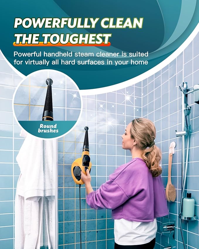 Steam Cleaner Pressurized Multi-Purpose Handheld Steam Cleaner with 11pcs Accessories Natural Chemical-Free Cleaning Steam Cleaner for Home Use Furniture Upholstery Couch Tile Grout and Car