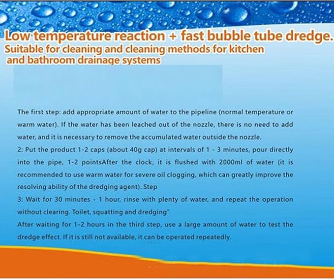Ifish Pipe Dredge Deodorant Powerful Sink and Drain Fast Strength Bubble Bombs Foaming Powder Drain Clog remover for Kitchen
