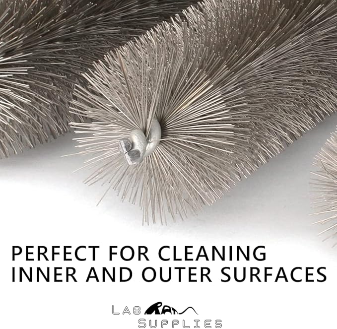 12 Inch Pipe Cleaning Brush Set with Stainless Steel Bristles 8 Piece Variety Pack | for Auto Parts Bottles Guns Tubes etc.