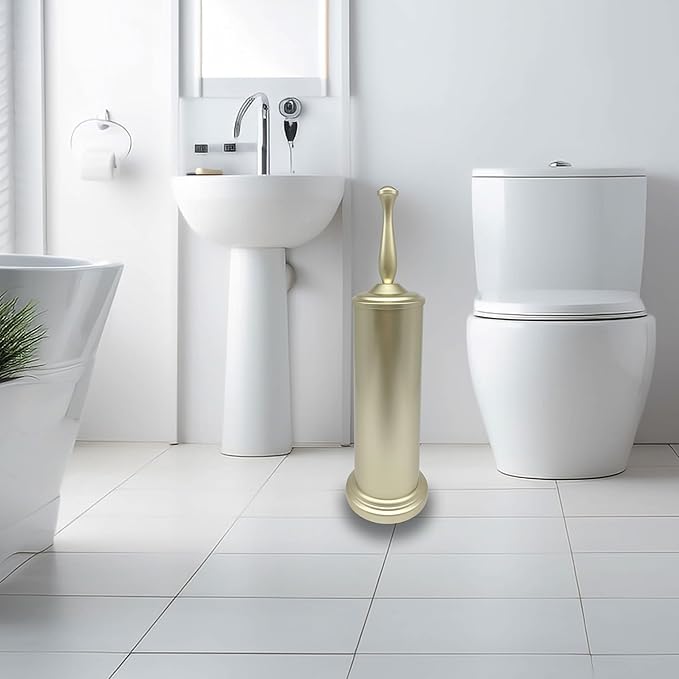 Satin Matte Soft Gold Toilet Bowl Brush with Holder Durable Bathroom Cleaning Tool Modern Design for Easy Toilet Maintenance Bathroom Cleaner Brush for Efficient Cleaning and Hygiene