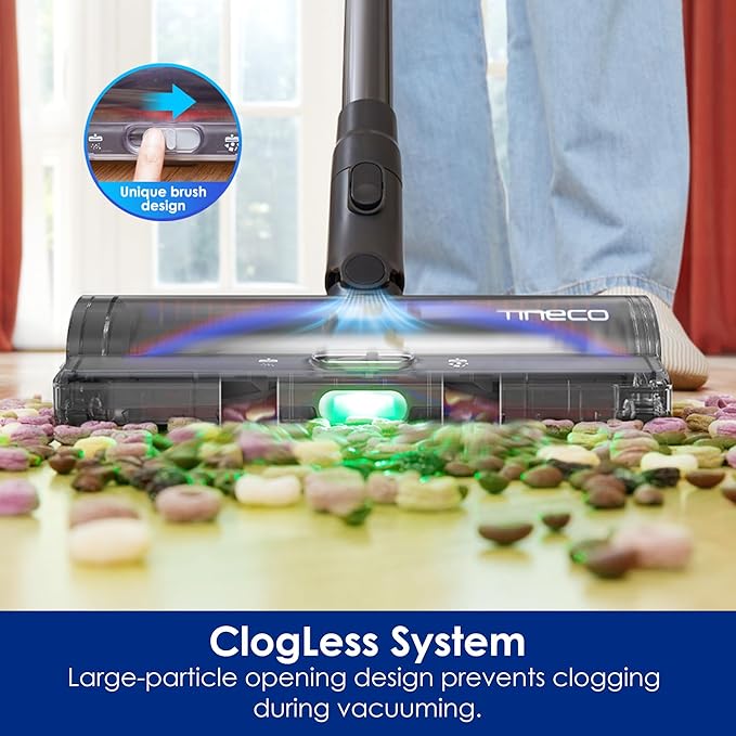 Tineco Pure ONE S50 Pro Cordless Vacuum 150AW Suction 95Min Runtime Anti-Tangle Brush 120° Green Light Easily Tackles Large Debris Stick Vacuum Cleaner for Pet Hair Carpet &amp Hard Floor