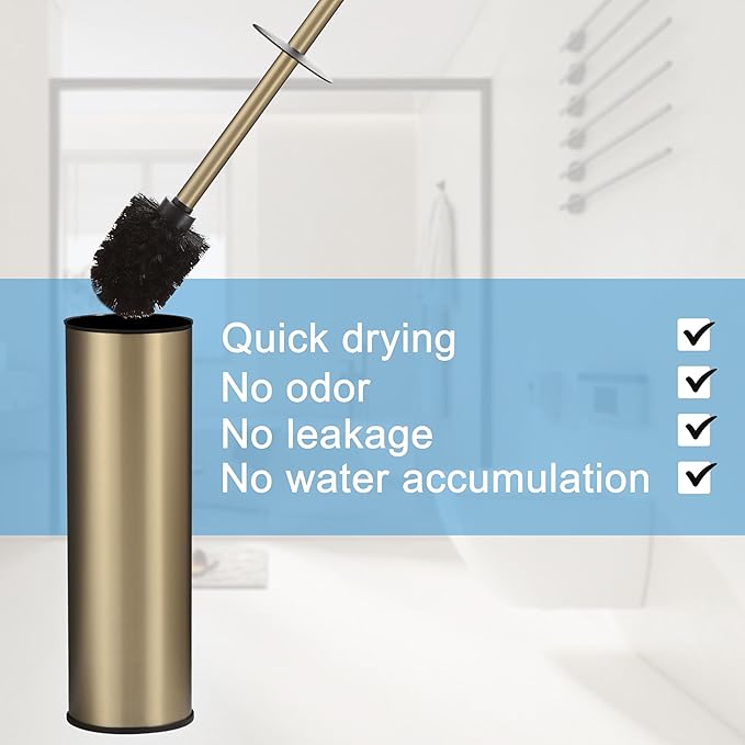 BGL Brushed Gold Toilet Brush and HolderStainless Steel Toilet Brushes for Bathroom with Holder