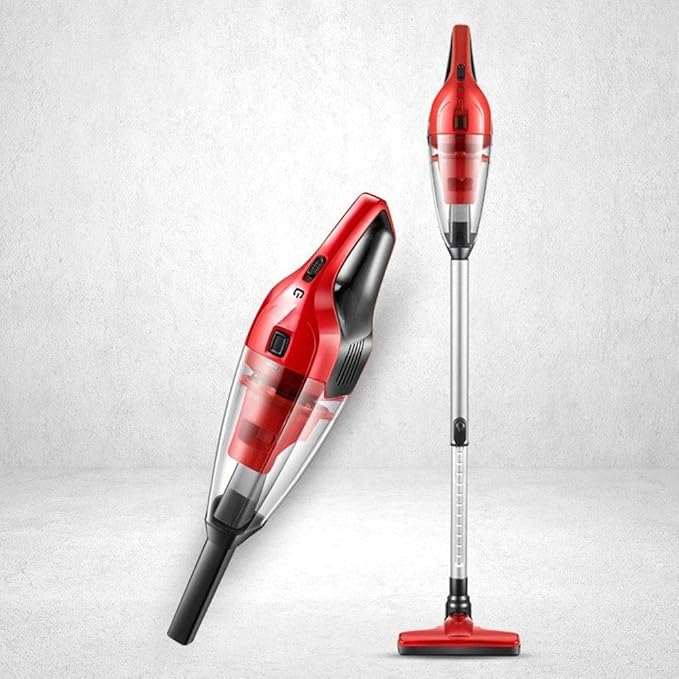 Hard Floor Vacuum Cordless Vacuum Cleaner Powerful Suction Stick and Handheld Light Weight Bagless Large-Capacity Dust Cup Vacuum Ideal for Hard Floor Carpet Pet Hair for Home (Color : Red)