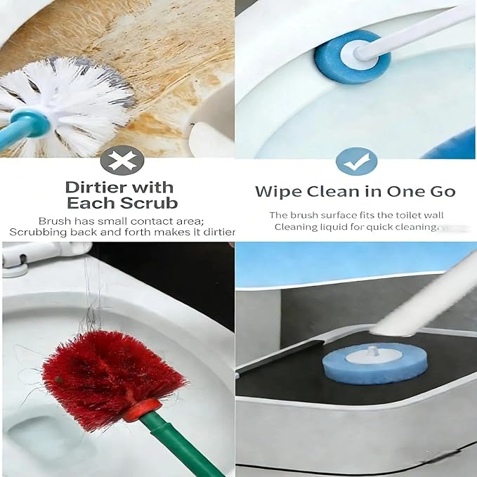 Disposable Toilet Brush Cleaning System Includes 56 Detergent Refills Hygienic Replaceable Brush Heads Wall-Mounted Rotating Holder Set Bathroom Maintenance Toilet Cleaner