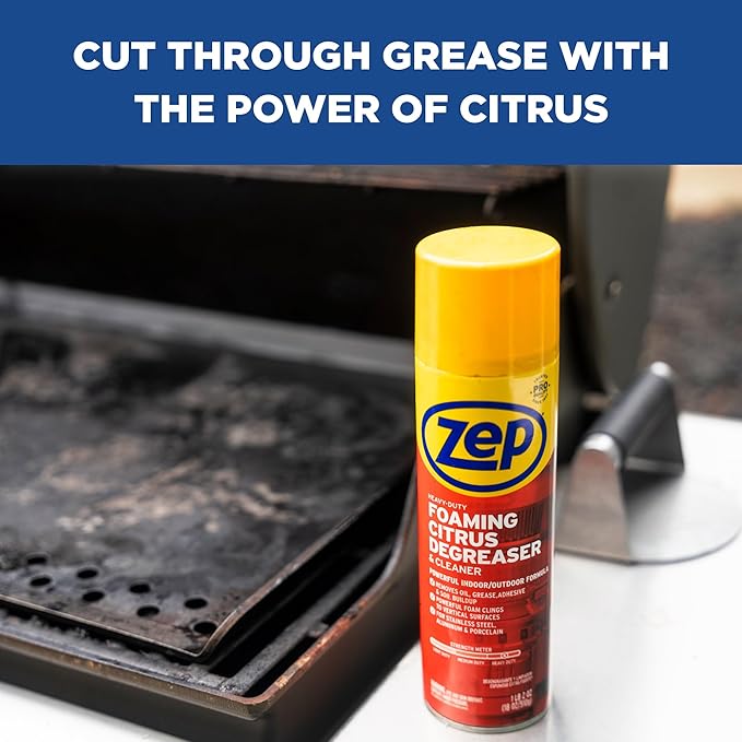 Zep Heavy-Duty Foaming Citrus Degreaser &amp Cleaner - 18 oz. (Case of 6) - ZUHFD186 - Pro-Trusted Citrus Formula Cuts Through Grease &amp Grime with Ease