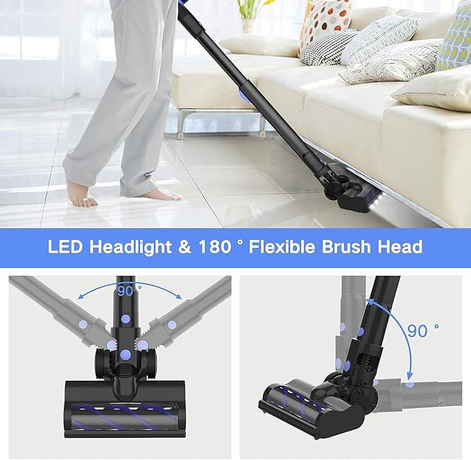 Cordless Vacuum Cleaner 4-in-1 Vacuum Cleaners for Home Handheld Vacuum Cleaner with 40 mins Runtime Stick Vacuum for Apartment Carpet Black 1 Battery