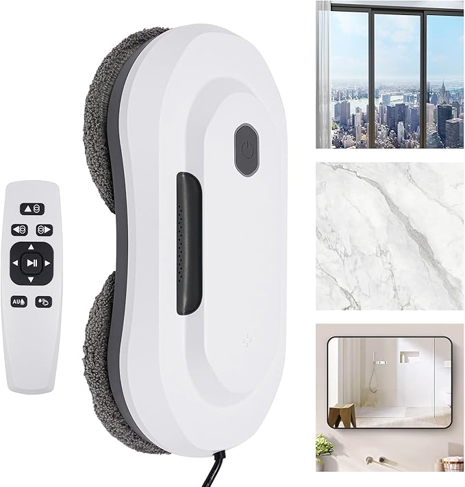 Window Cleaning Robot 2800Pa Suction Electric Glass Cleaner with Remote Control and Safety Rope Automatic Window Washer for Home Office
