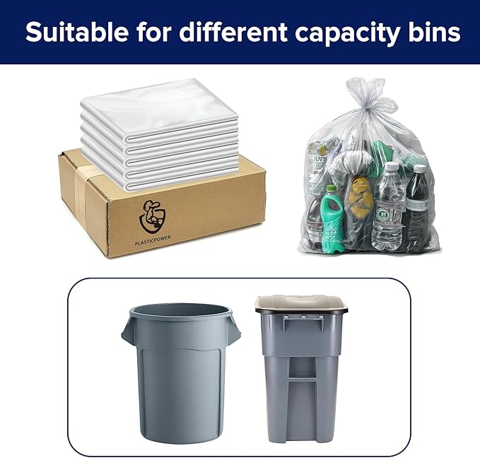 Generic Large 35-40 Gallon Heavy Duty Trash Can Bags|2 Mil |Clear Thickened/Plastic Bag-Kitchen&ampYardBuildingOutdoorHotel Property-Made in the USA (100)