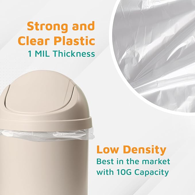 PlasticMill Heavy Duty Trash Bags - Clear Garbage Bags - Plastic Rubbish Sacs - Kitchen Bathroom Office waste Bags Trash Can Liners - 7-10 Gallon Small plastic Bags 1 Mil 24x23 (500-Count)