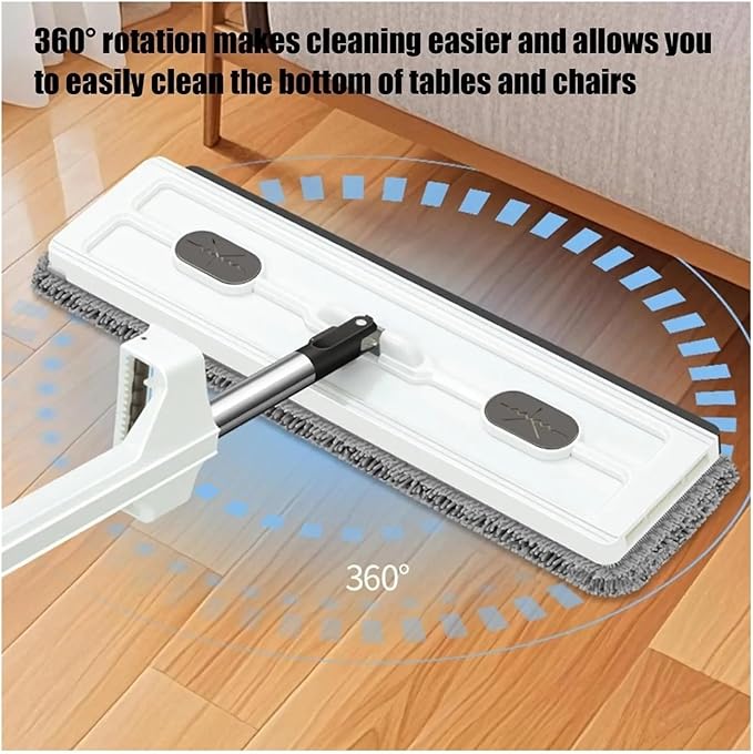 Large Flat Mop with Long Handle - Microfiber Floor Cleaning ToolCompatible for Hardwood Tile Bathroom Kitchen Home Use(Blue)
