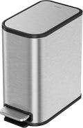 Cesun Small Bathroom Trash Can with Lid Soft Close Step Pedal 5 Liter / 1.3 Gallon Stainless Steel Garbage Can with Removable Inner Bucket Waste Basket for Bathroom Bedroom (Silver)
