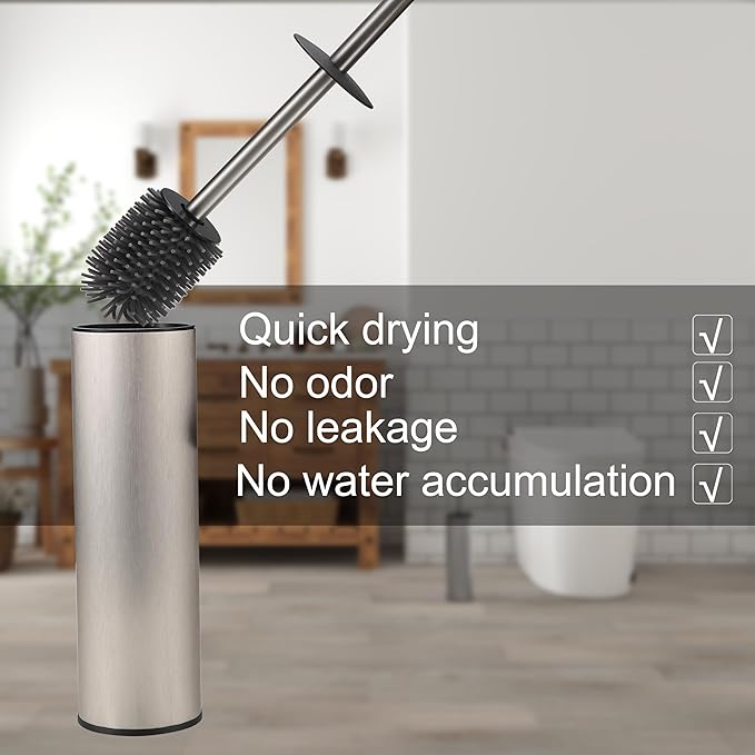 Toilet Brush and HolderStainless Steel Toilet Brushes for Bathroom with Holder 2pack Brushed Nickel