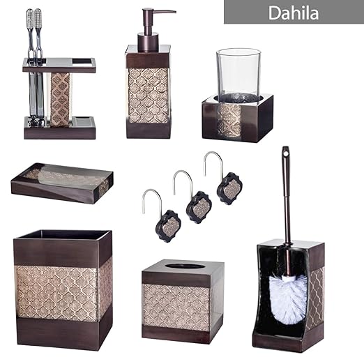 Creative Scents Dahlia Brown Bathroom Trash Can 1.98 Gal / 7.5L - Small Waste Basket for Bathroom - Durable Space Friendly Waste Bin - Decorative Wastebasket for Modern Room or Bedroom Decor
