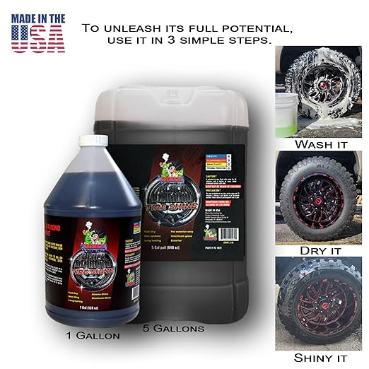 Black Diamond Tire Shine 1 Gallon - Extreme Gloss Long Lasting No Sling Wet Look