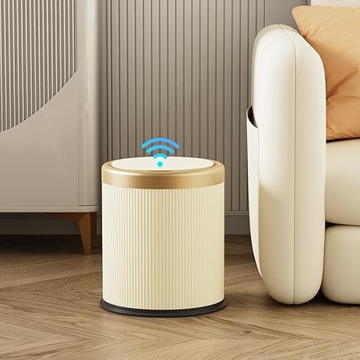 stonespace Bathroom Trash Can Automatic Touchless Motion Sensor Trash Can for Bathroom Office Bedroom 2.8 Gallon Dog Proof Garbage Can Cream White