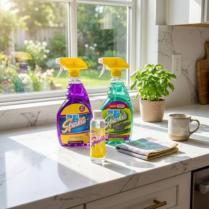 Sparkle Glass Cleaner Refill 1 Gallon (128 Fl Oz) – Ammonia-Free Heavy Duty Streak-Free Formula for Windows Mirrors &amp Glass (Pack of 1)