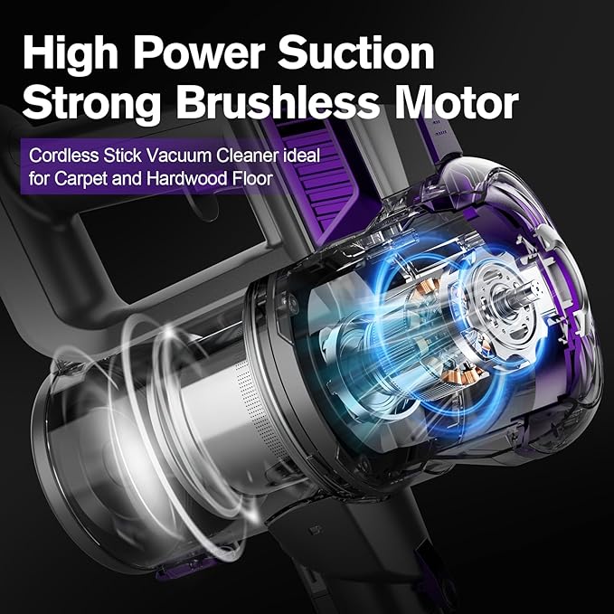 Cordless Vacuum Cleaner Lightweight 2-in-1 Stick &amp Handheld Vacuum for Apartment Pet Hair &amp Car Cleaning S1
