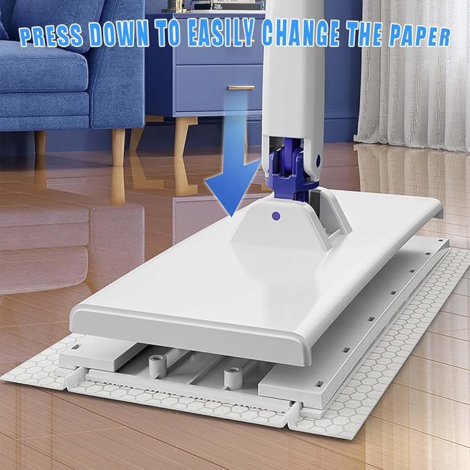 Snap Grip Mini Mop with 5 Reusable Cloths No Wash Zero Touch Disposable Lazy Mop Retractable Gap Dust Cleaner Flat Mops with Locking Head Dry Wet Pads for Floor Hardwood Kitchen Wall (107×16×8cm)