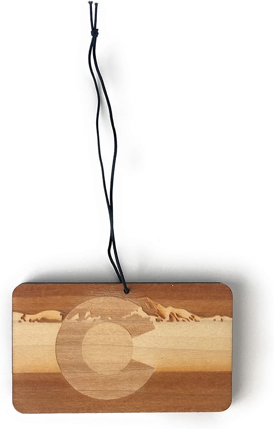 Arotags Colorado Wooden Car Air Freshener - Long Lasting Cool Breeze Scent Diffuses for 365+ Days - Includes Hanging Mirror Diffuser and Fragrance Oil - 100% American Made