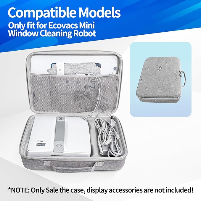 Hard Organizer Bag for Ecovacs mini window cleaning robot Protective Carrying Case(35 * 25.5 * 8.5CM/13.77 * 10 * 3.34inch) (Grey)