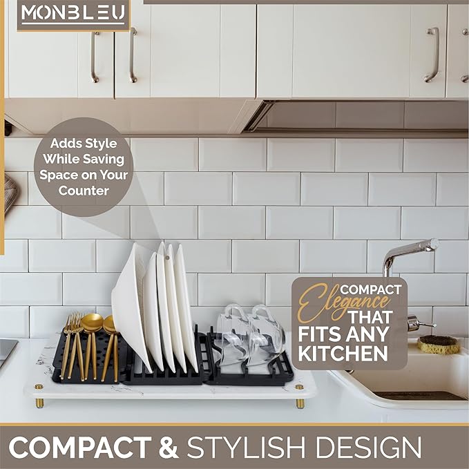 Stone Drying Mat for Kitchen Counter|Quick-Dry Stone Dish Drying Mat| Multi-Purpose Stone Drying Mat with Dish Drying Rack for CupsPlatesSpoons|Absorbent Drying Stone for Kitchen Counter