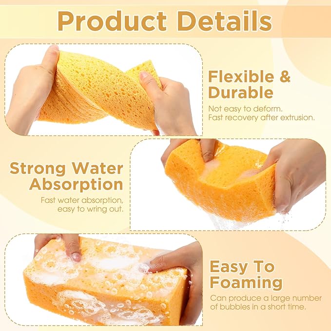 Mimorou 10 Pcs Large Sponge Bulk 7.9 x 3.9 x 2.4 Inch Grouting Car Washing Sponge for Thick Cleaning and Dish Washing