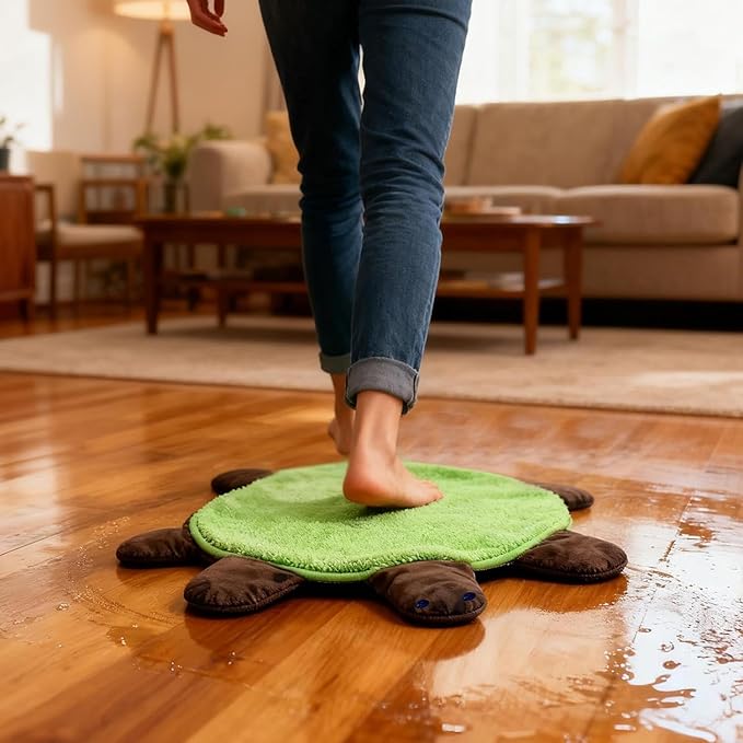 Floor Turtle Foot Mop 12/16/20/24'' Cute Double-Sided Turtles-Shaped Floor Cleaning Pad with Blanket Hands-Free Mop Washable Reusable Foot Cleaner for Dust and Hair Kitchen Bathroom (2Pcs24in)