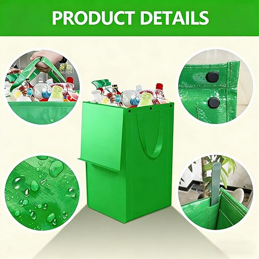 Reusable Trash Bag for Recycling Heavy-Duty Woven Basket 3-Piece Waterproof Reusable Bags with Handle for Sorting Fabric Home Accessory Storage Tool with Durable Design Cans Home Kitchen Office