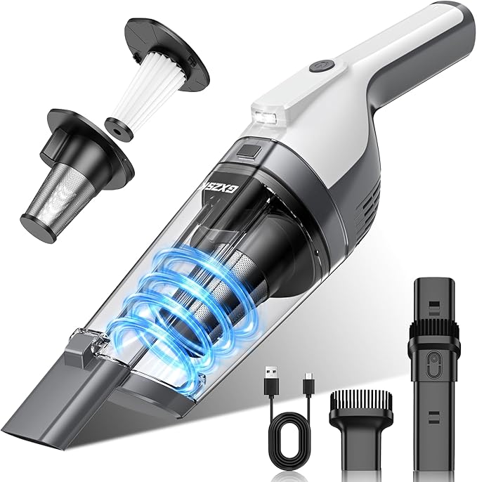 Handheld Vacuum Cordless 15000PA Powerful Suction Hand Held Vacuum Cleaner Car Vacuum Portable Cordless with Large-Capacity Dust Bin &amp LED Light High Power Dust Busters for Home Car Office P