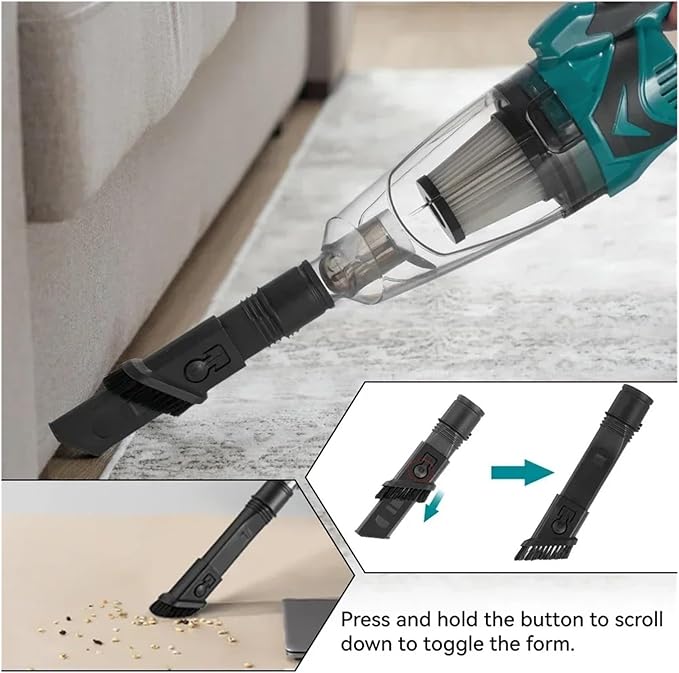 Yofidra Electric Cordless Vacuum Cleaner Household Indoor Hair Removal and Cleaning Power Tool Compatible for Makita 18V Battery Vacuum Cleaner Accessories