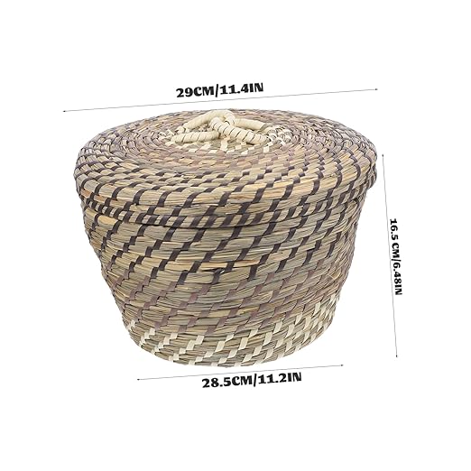 Happyyami Office Waste Basket Under Desk Trash Can Lid Woven Basket Small Trash Can Rustic Design